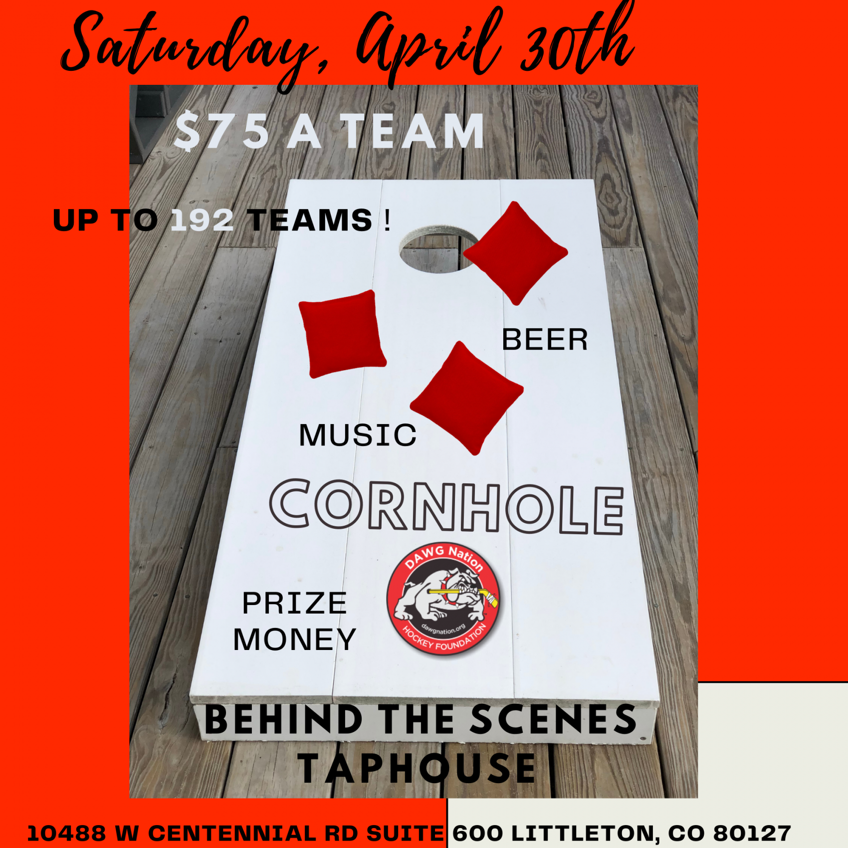 Come join us for cornhole on April 30th