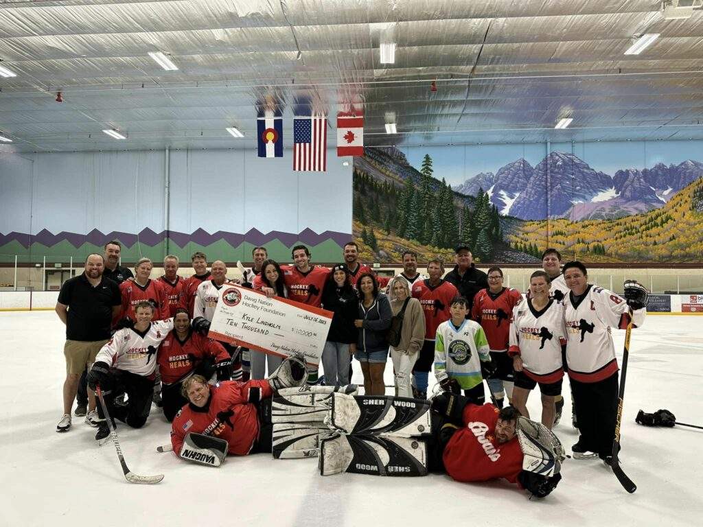 hockey team with a check
