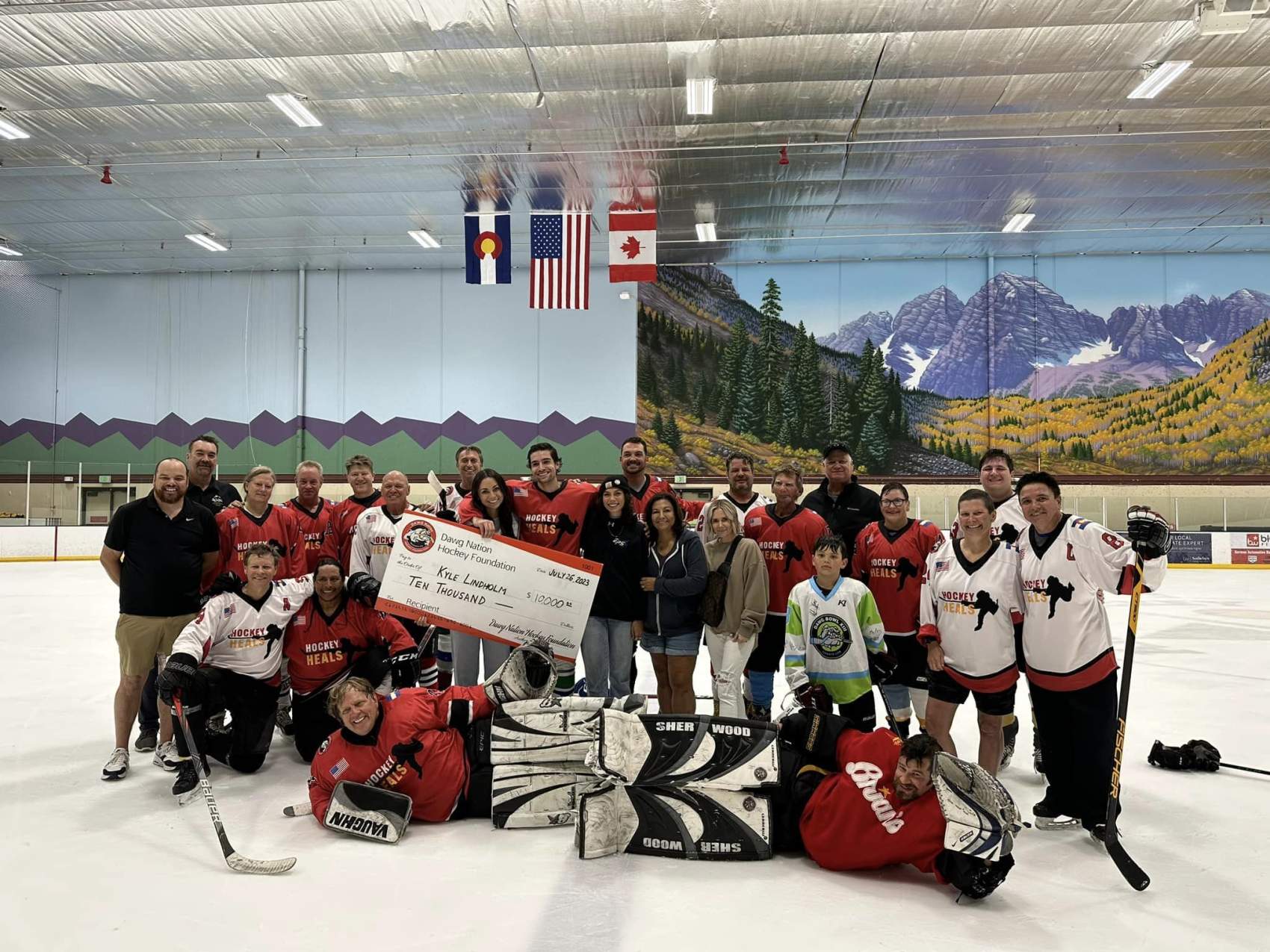 hockey team with a check