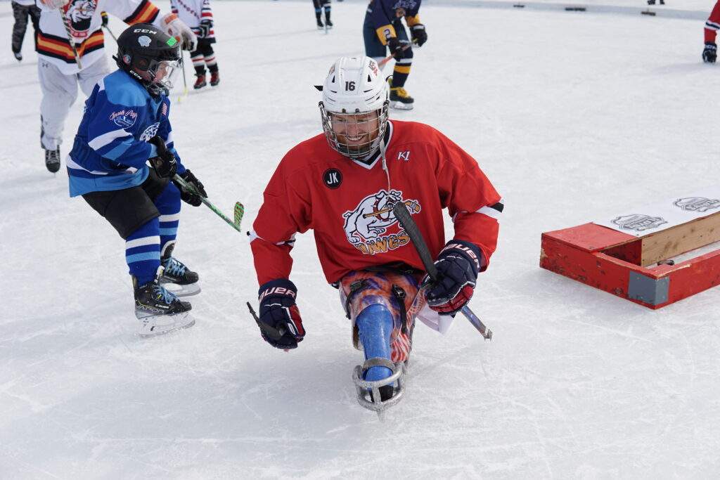 declan skating on a pond